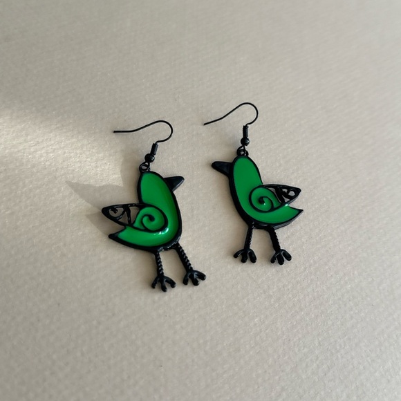Green Bird Earrings N1973 - Picture 4 of 6